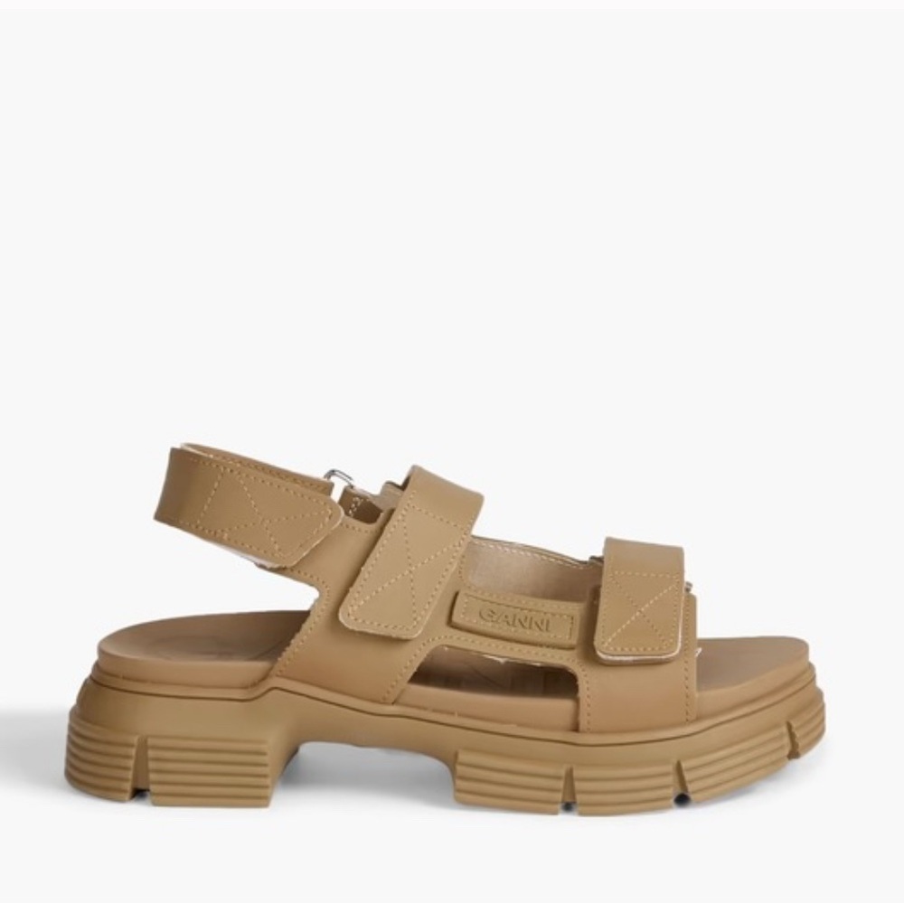 Ganni Tan Chunky Platform Sandals